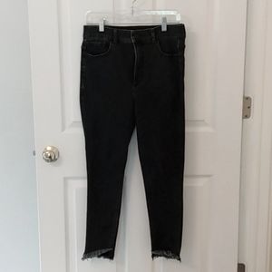 Express super high rise black denim legging, ankle